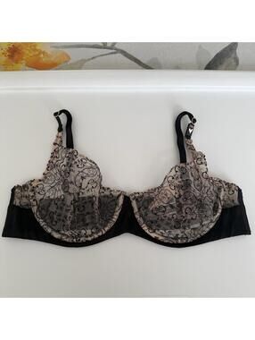 Victoria’s Secret 34D Very Sexy Unlined Demi Bra Sheer Nude Black NWT $44.50